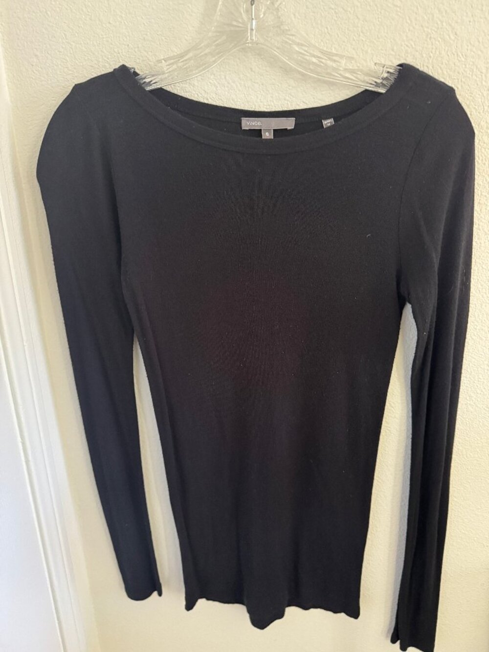 Vince Long-sleeved black cotton T-shirt